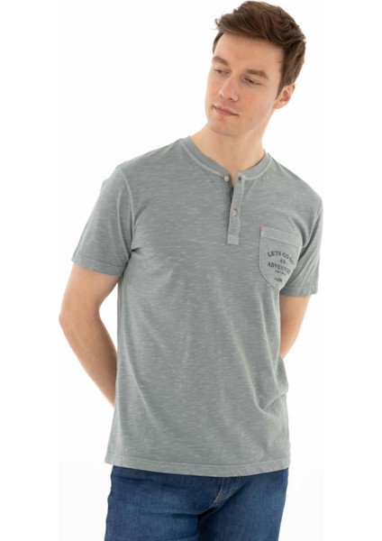 Erkek Regular Fit Parça Boyama Bisiklet Yaka Tişört Y25344490001
