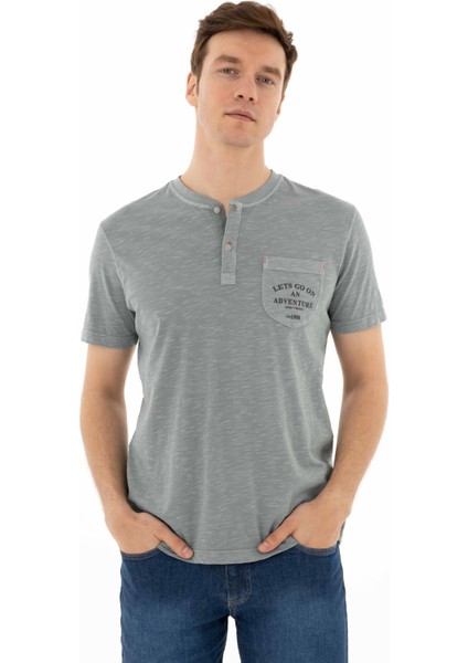 Erkek Regular Fit Parça Boyama Bisiklet Yaka Tişört Y25344490001