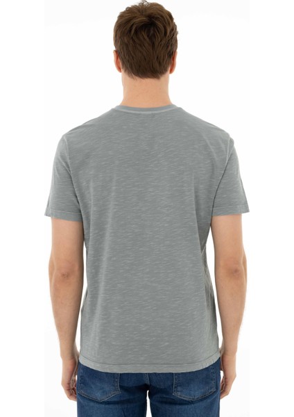 Erkek Regular Fit Parça Boyama Bisiklet Yaka Tişört Y25344490001