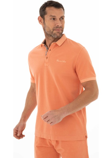 Erkek Regular Fit Parça Boyama Polo Yaka Tişört Y25374376301