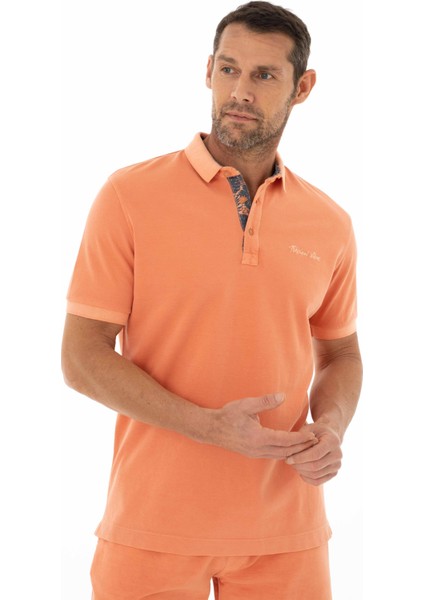 Erkek Regular Fit Parça Boyama Polo Yaka Tişört Y25374376301