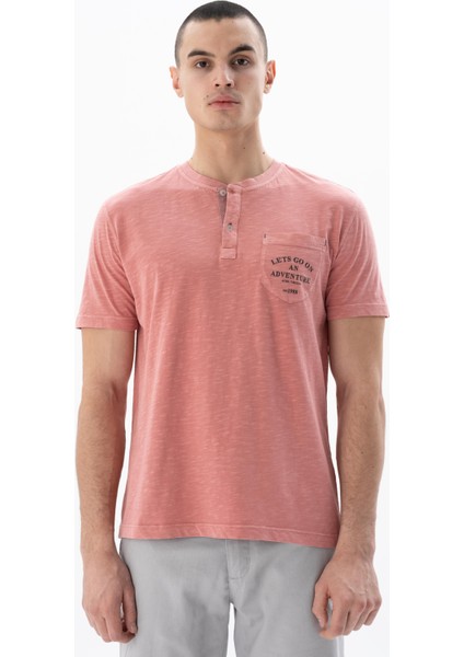 Erkek Regular Fit Parça Boyama Bisiklet Yaka Tişört Y25344490001