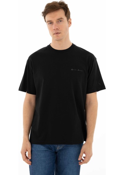 Erkek Oversize Bisiklet Yaka Tişört Y25344403101