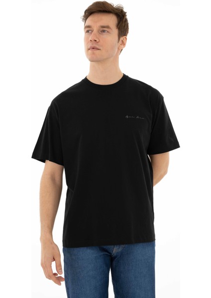 Erkek Oversize Bisiklet Yaka Tişört Y25344403101