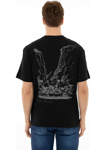 Erkek Oversize Bisiklet Yaka Tişört Y25344403101