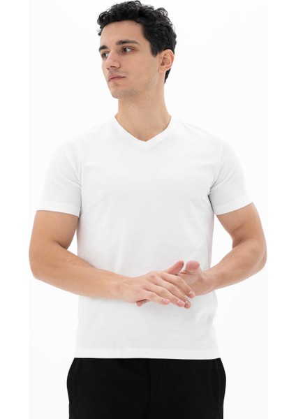 Erkek Slim Fit V Yaka Tişört Y25344452801