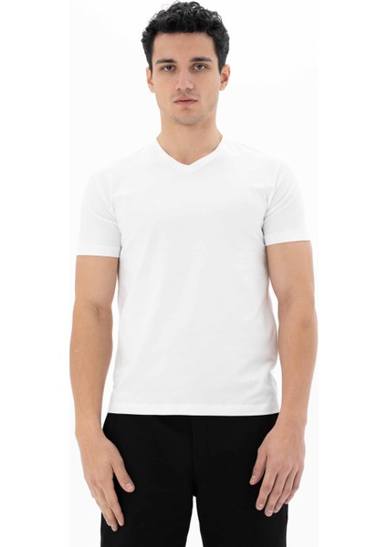 Erkek Slim Fit V Yaka Tişört Y25344452801