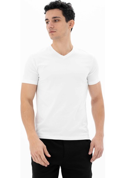 Erkek Slim Fit V Yaka Tişört Y25344452801