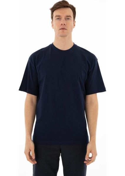 Erkek Oversize Bisiklet Yaka Tişört Y25344403901