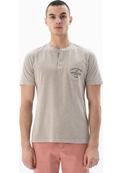 Erkek Regular Fit Parça Boyama Bisiklet Yaka Tişört Y25344490001