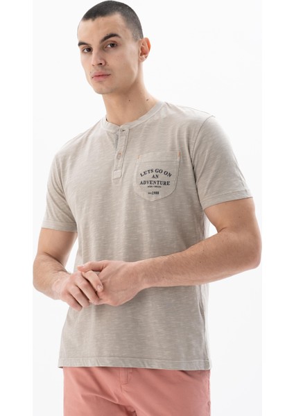 Erkek Regular Fit Parça Boyama Bisiklet Yaka Tişört Y25344490001