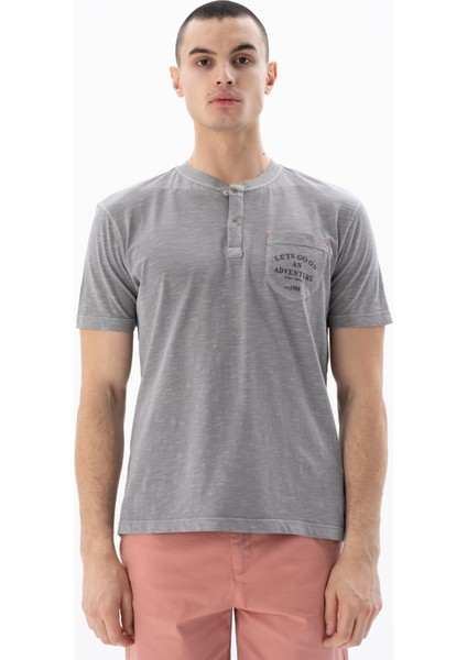 Erkek Regular Fit Parça Boyama Bisiklet Yaka Tişört Y25344490001