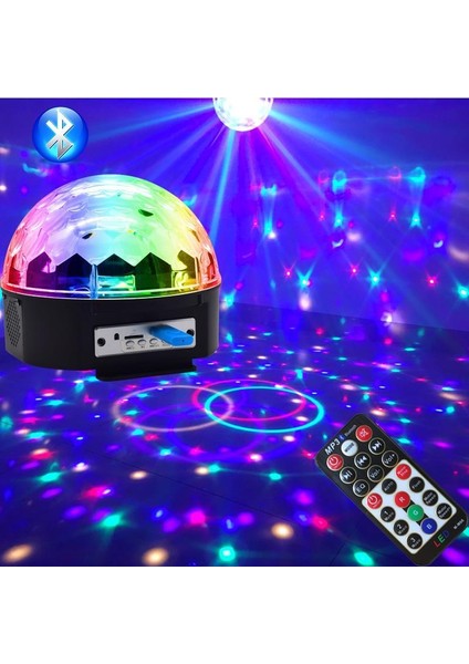 Küre Disko Topu Müzik Çalar Renkli Lazer Işıklı Bluetooth (3791)