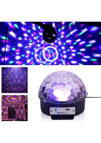 Küre Disko Topu Müzik Çalar Renkli Lazer Işıklı Bluetooth (3791)