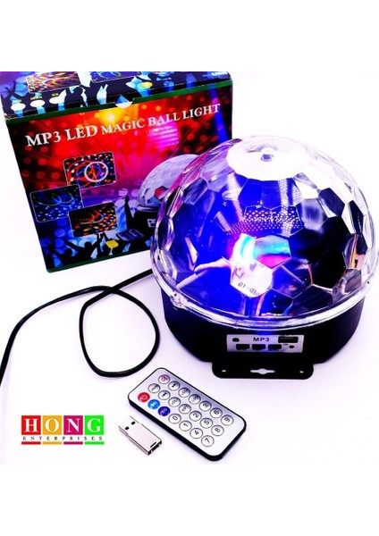 Küre Disko Topu Müzik Çalar Renkli Lazer Işıklı Bluetooth (3791)