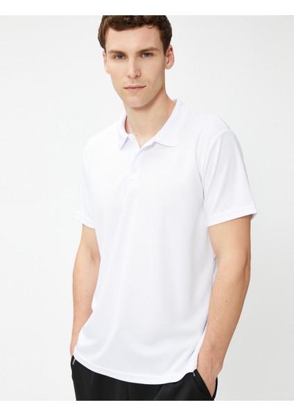 Basic Spor Tişört Polo Yaka Düğmeli Kısa Kollu