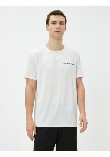 Spor Tişört Slogan Baskılı Bisiklet Yaka Kısa Kollu modelleri