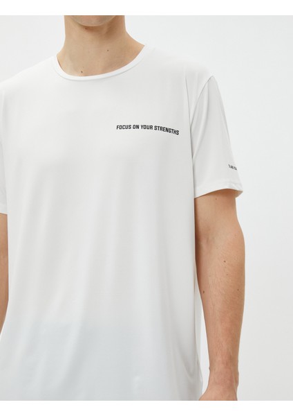 Spor Tişört Slogan Baskılı Bisiklet Yaka Kısa Kollu indirimleri