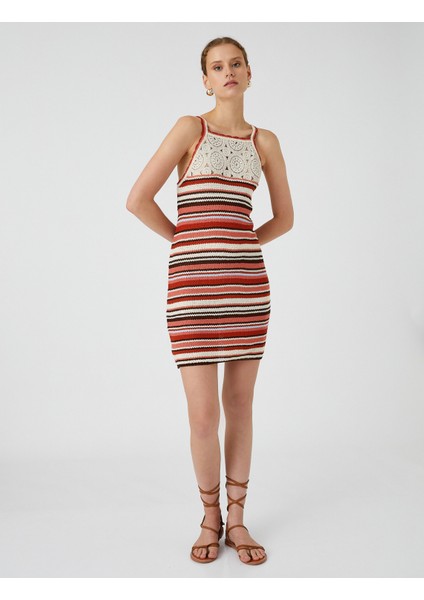 Melis Ağazat XKoton - Askılı Mini Kroşe Elbise