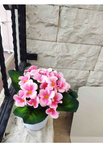 Doğal Dokulu Menekşe Beyaz Saksıda Yapay Çiçek fırsatları