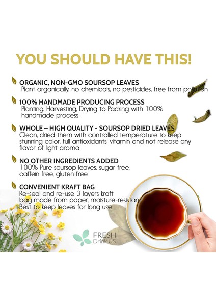 230+ Premium Soursop Graviola Dried Leaves, 230-250 Pure Leaves, Organic, Non Gmo, 100% Natural, Whole Leaves, Wildcrafted, Graviola, Soursop, Hoja Guanabana, Soursop Loose Leaf Herbal Tea fiyatları