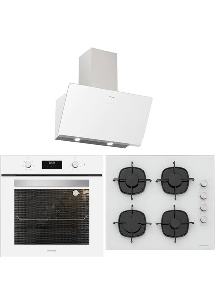 BO6502W02 - CS5335W01 - 3457 Soho 60 Beyaz Cam Ankastre Set