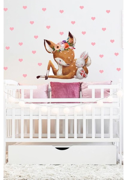 Ceylan ve Minik Tavşan Duvar Sticker Seti Renkli