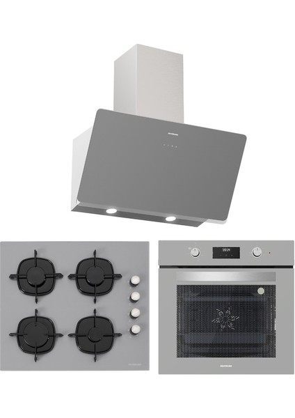 BO6502S02 - CS5335S01 - 3457 Soho 60 Gri Cam Ankastre Set