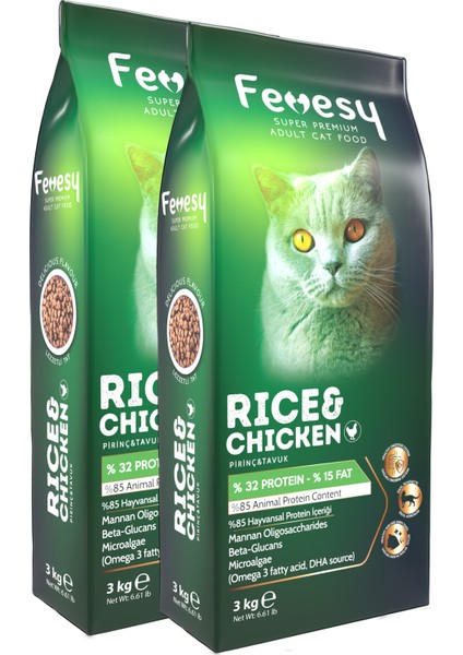 Yetişkin Kedi Maması 6 kg Tavuk&pirinç 3 kg x 2 Adet