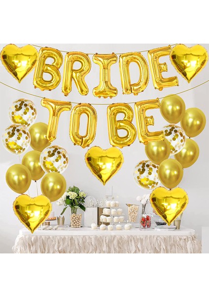 Bride To Be Folyo Balon Seti, 5 Adet Kalp Folyo ve Lateks Balon fiyatları