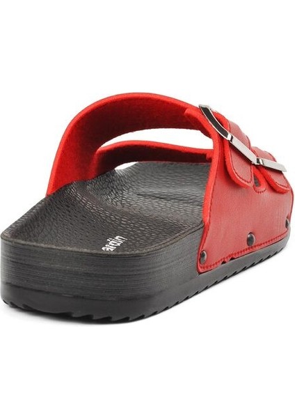 Kırmızı Çift Bantlı Kadın Terlik fiyatları
