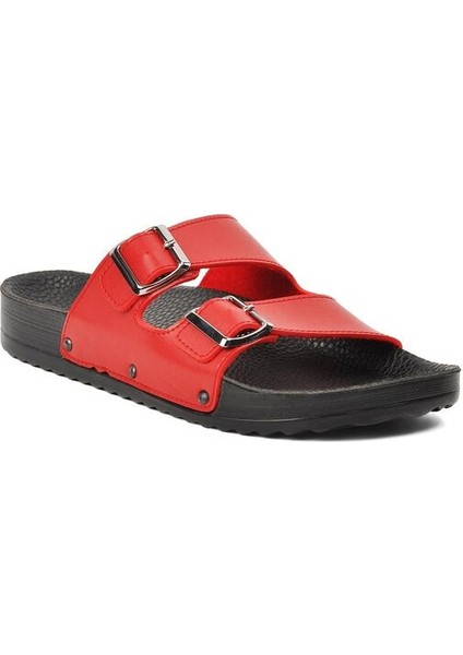 Kırmızı Çift Bantlı Kadın Terlik fırsatları
