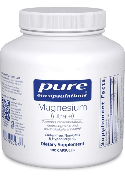 Pure Encapsulations Magnesium Citrate Hypoallergenic 180 Kapsül Magnezyum Sitrat