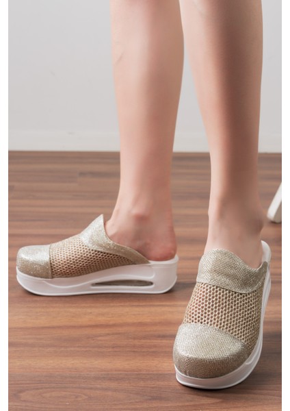 Tasarım Gold Fileli Kadın Air Max Tam Ortopedik ve Anatomik Sabo Terlik fiyatları