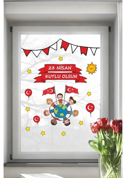 23 Nisan Çocuk Bayramı Eğlenceli Cam Duvar Süsleme Sticker Set fırsatları