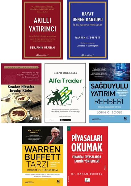 – Warren Buffett Tarzı + Hayat Denen Kartopu + Akıllı Yatırımcı + Sıradan Hisseler Sıradışı Karlar + Alfa Trader + Sağduyulu Yatırım Rehberi + Piyasaları Okumak - 7’li Borsa Kitap Set