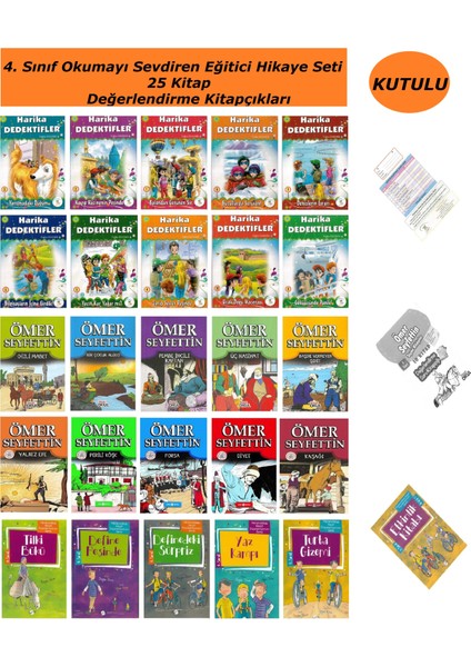 4. Sınıf Okumayı Sevdiren Eğitici Hikaye Seti 25 Kitap (Matematik Hikayeleri- Harika Dedektifler - Ömer Seyfettin)