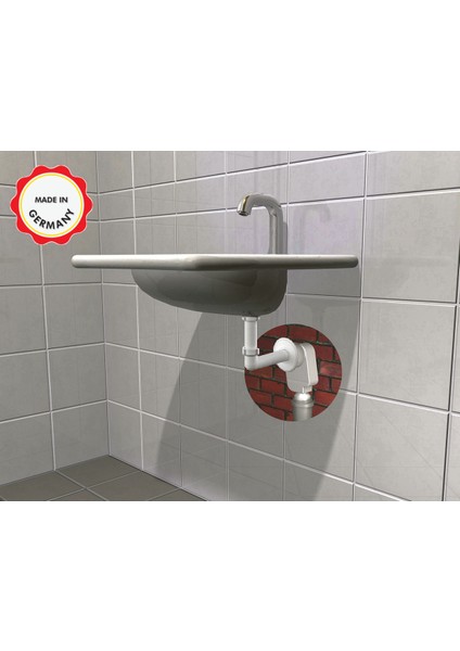 Yer Kazandıran Lavabo Sifonu 300 Ks, Beyaz - Alman Kalitesi Sıva Altı Ankastre Koku Önleyici Giderici Kolay Temizlenir Lavabo Sifonu Gideri