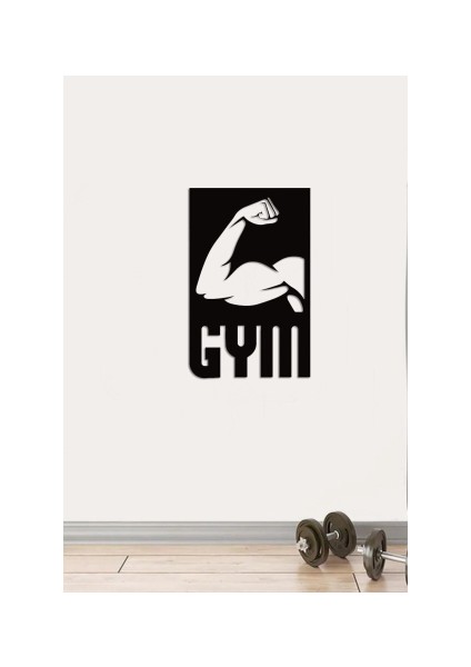 Fitness Gym Ahşap Duvar Dekoru-Spor Salonu Dekoru 50X30