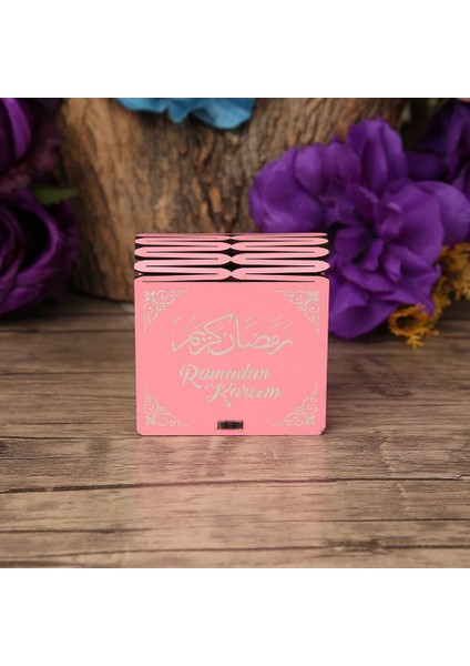 Ramazan Kerim Mini Ahşap Kutu & Mini Kur'an-I Kerim Pembe (8X7CM)