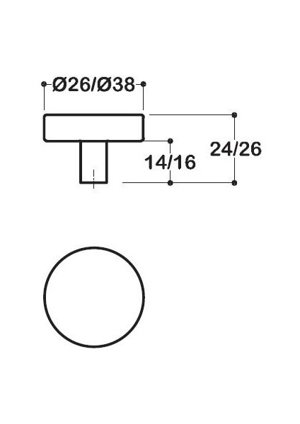 38 mm Siyah Düğme Kulp 1 Adet SY1910 0038 Al6