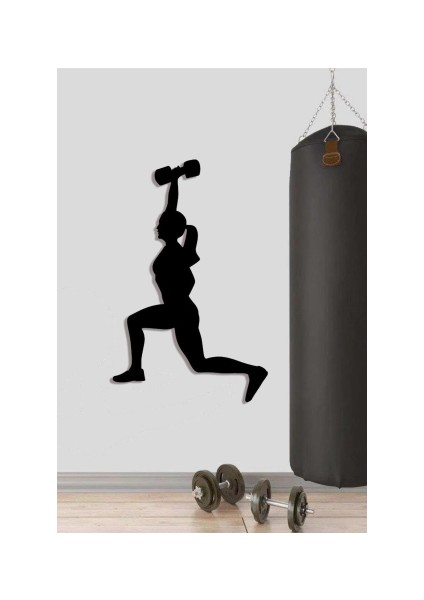 Fitness Gym Ahşap Duvar Dekoru-Spor Salonu Dekoru 80X40