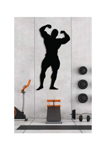 Fitness Gym Ahşap Duvar Dekoru-Spor Salonu Dekoru 80X40