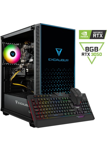 Excalibur E65H.124F-BV50X-0FC Intel Core i5 12400F 16GB 500GB SSD RTX3050 Freedos Masaüstü Bilgisayar