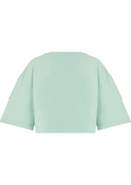 Bisiklet Yaka Kısa Kollu Sweatshirt Yeşil Y2323830_012