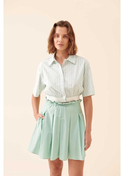 Çizgili Kısa Kollu Gömlek Mint Y2313515_097