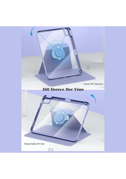 iPad 10.9 inç 10.Nesil 2022 Lüx 360° Dönebilen Standlı Kalemlikli Kılıf fırsatları