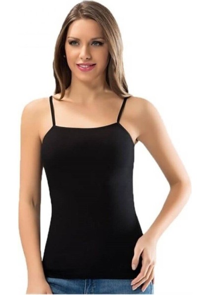 6091 Siyah Ip Askı Kadın Atlet