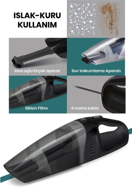 GM-7554 Automax Araç Tipi Elektrik Süpürgesi - Siyah