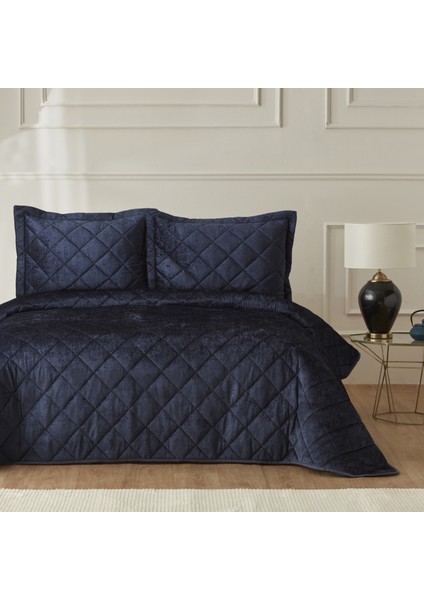 Plain Çift Kişilik Kapitone Yatak Örtüsü Indigo